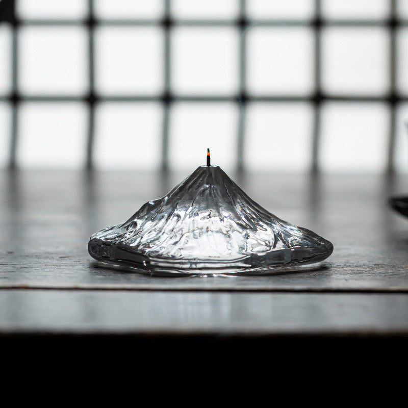 Crystal Glass Mount Fuji Incense Holder, Transparent Stick Incense Base, Zen Home Decor